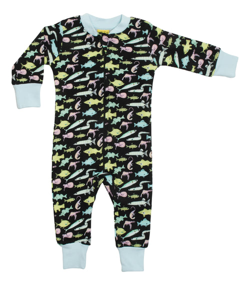 Fish Zip Sleepsuit - Black