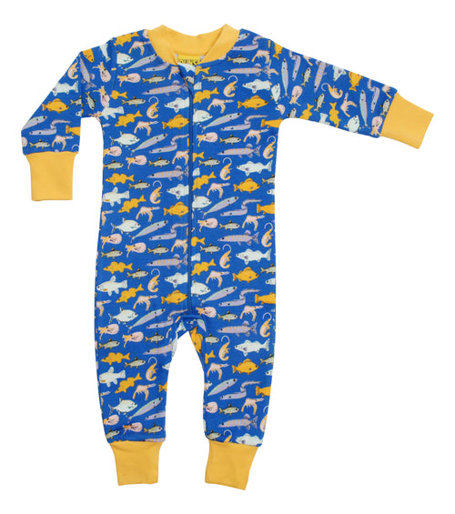 Fish Zip Sleepsuit - Blue