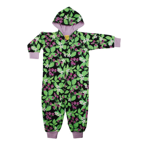 DUNS Dewberry Print Black Hooded Zip Sleepsuit