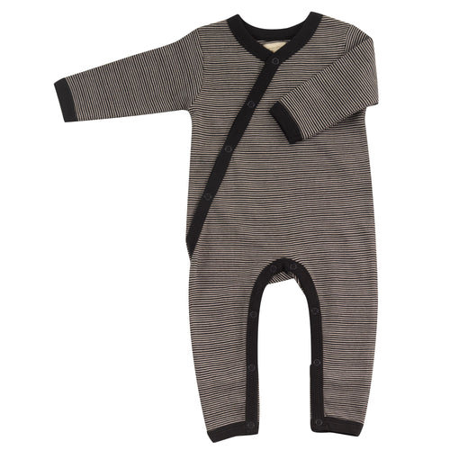 Organic Cotton Fine Black Stripe Romper