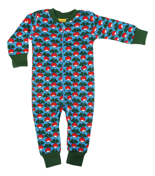 DUNS Radish - Azure Blue - Organic Cotton Zip Sleepsuit