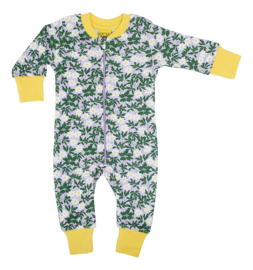 DUNS VIOLA - Anemone print - Organic Cotton Zip Sleepsuit