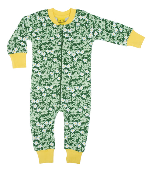 DUNS Green - Anemone print - Organic Cotton Zip Sleepsuit