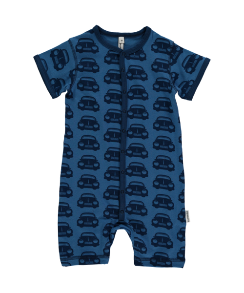 Blue Cars Short Sleeve Rompersuit From babygrow.ie Organic Cotton Onsie