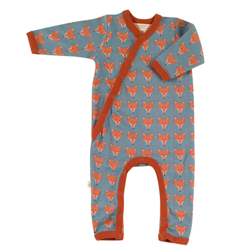Fox Face Kimono Romper - Turquoise