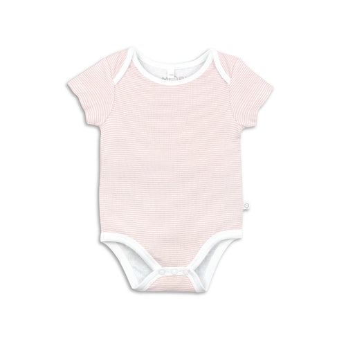 Pink striped short sleeve vest for baby girl