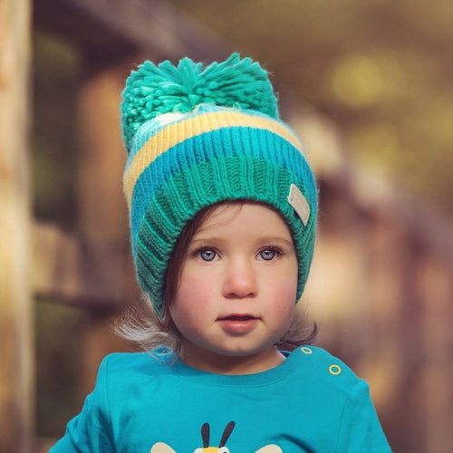 Mustard and Jade Bobble Hat Blade and Rose