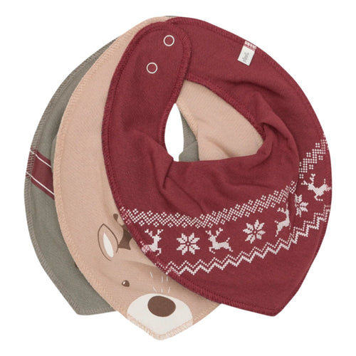 Maroon Christmas Pippi Bib Set - 3 Pack