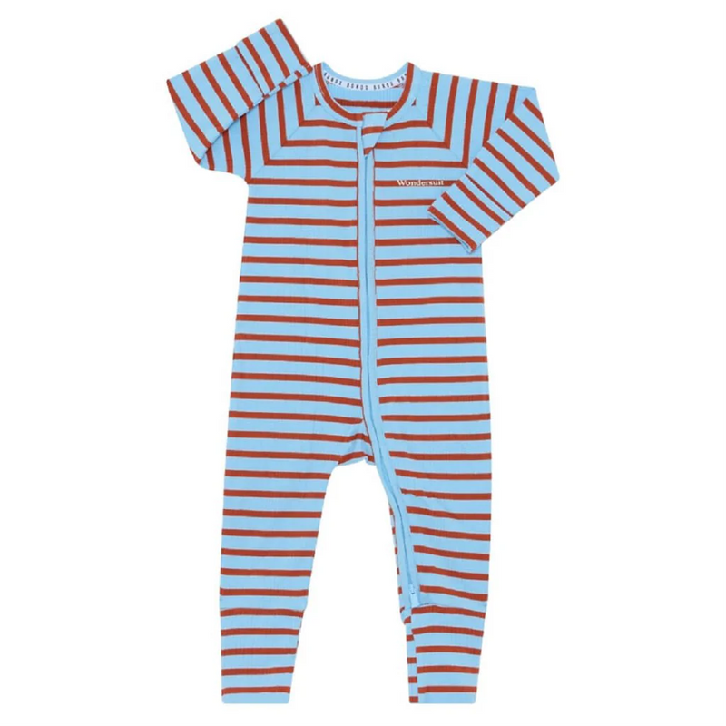 BONDS Ribbed Zip Wondersuit - Airbourne & Pompeii Stripe