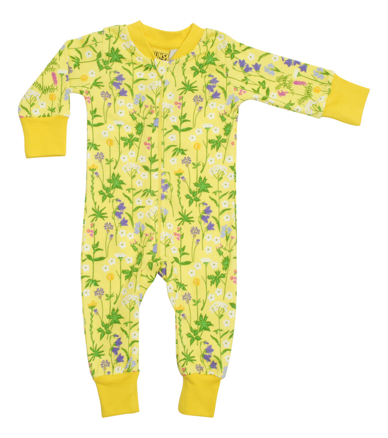 Wildflower Print Yellow Zip Sleepsuit