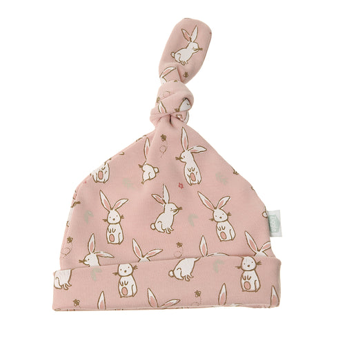 Ziggle Baby Cotton Knotted Hat - Bunnies on Pink