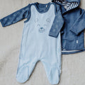 FIXONI Baby Blue Velour Romper and Bodysuit Gift Set