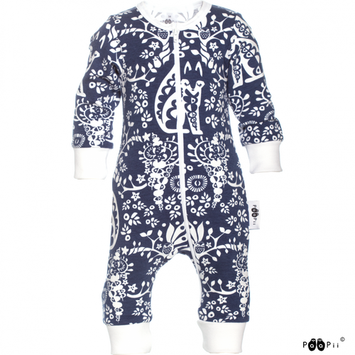 LULLA Blueberry Zip Sleepsuit - Mielikki print by PaaPii