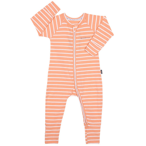Bonds Wondersuit - Apricot Jam / White Stripe