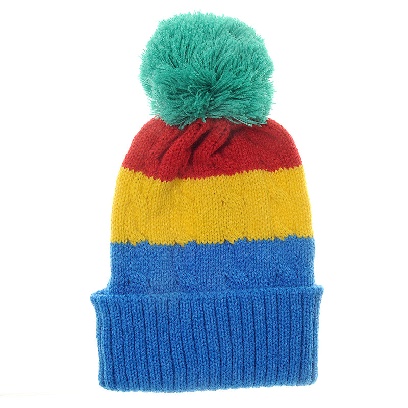 Rainbow Cable Knit Bobble Hat