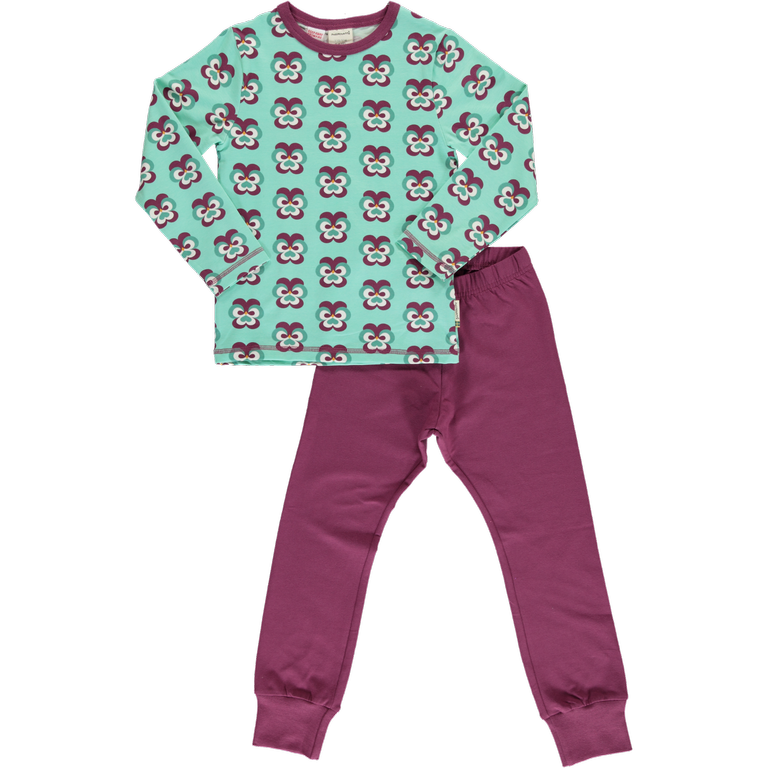 Maxomorra Purple Pansy Print Long Sleeve Pyjamas Set