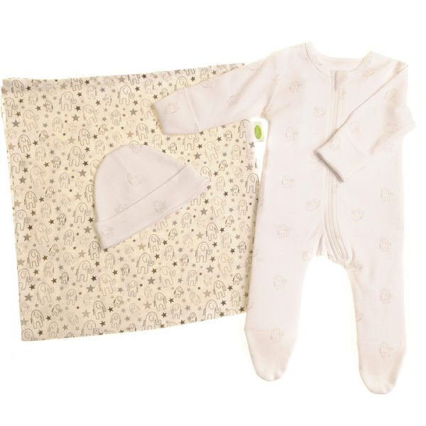Zippy New Baby Gender Neutral Giftset - Babygrow, Muslin and Hat Gift Set