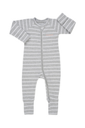 Bonds Rib Wondersuit - New Grey Marle & White Stripe