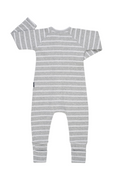 Bonds Rib Wondersuit - New Grey Marle & White Stripe