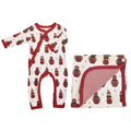 Organic Cotton Romper & Blanket Gift Set - Seadog Red