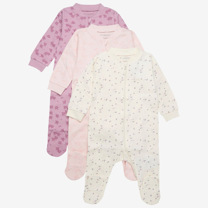 Fixoni Zip Sleepsuit Set (3 Sleepsuits) - Pretty Pinks