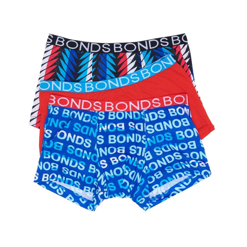 BONDS Boys Trunk - Blue/Red - 3 Pack