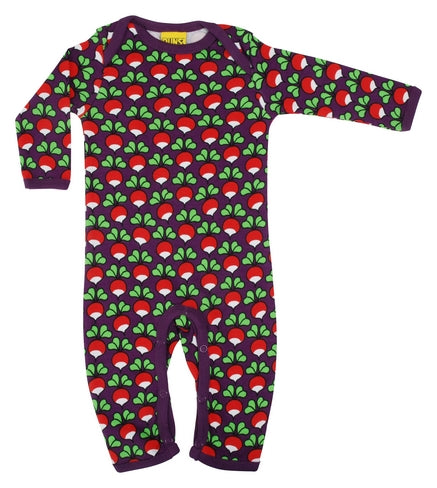 DUNS Radish Print Purple Organic Cotton Lap neck Sleepsuit